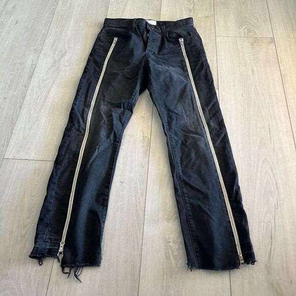 Current Elliott The Dallon Zippered Straight Jeans Size 28 Highline Raw Step Hem - Picture 1 of 10